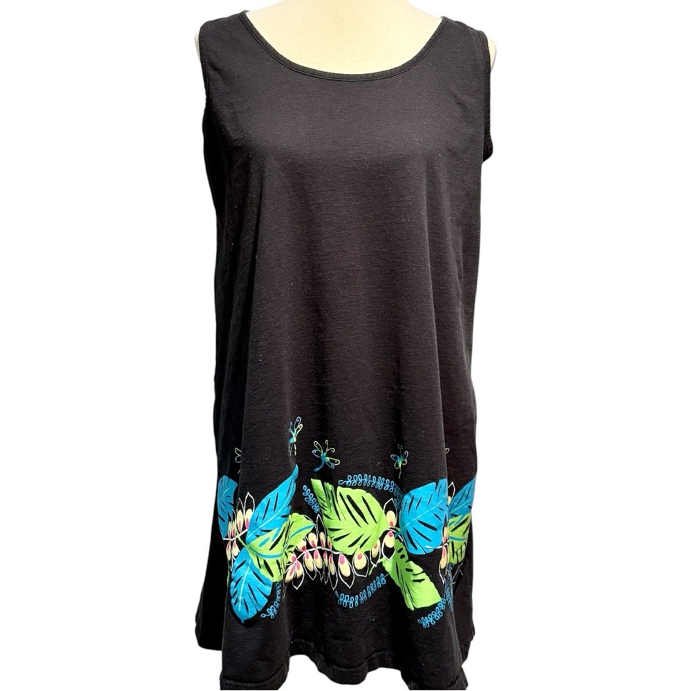 Sleeveless Black Summer Sundress by Desert Shores Size M, Blues and Greens